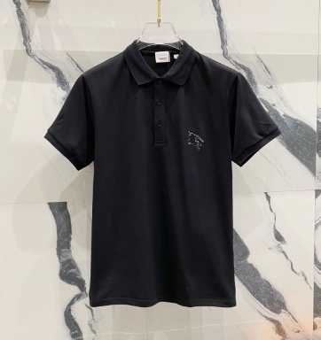 Burberry Black Polo Shirt with Embroidered Logo