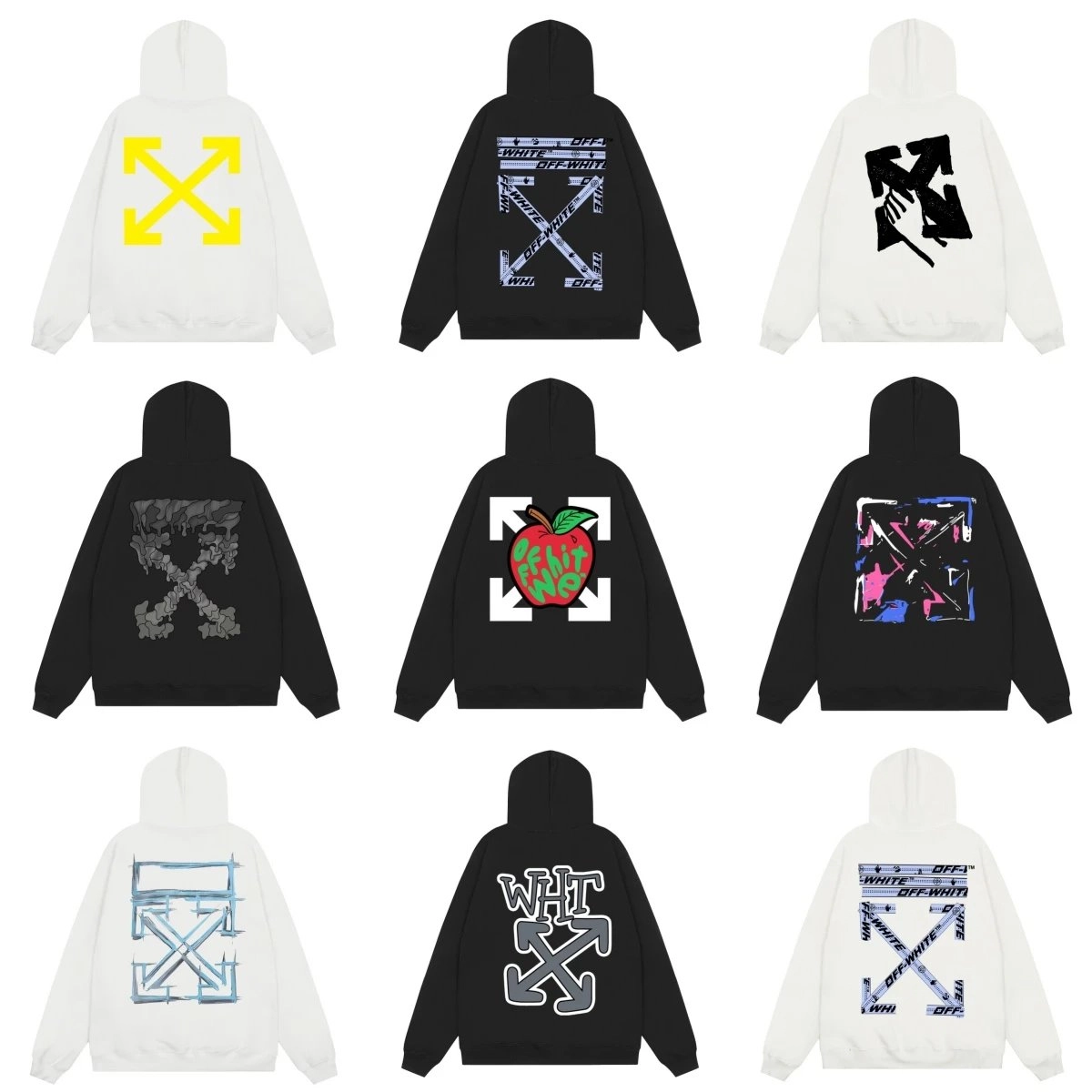 Off-White Diag Arrow Hoodie Black White Graphic Print