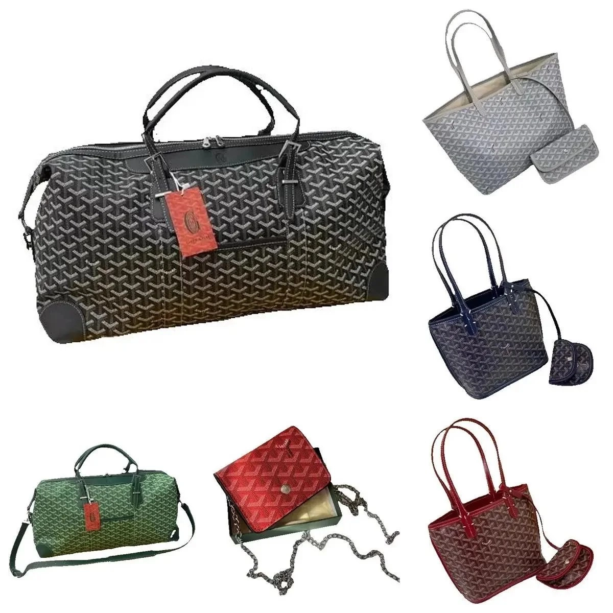 Goyard Saint-Louis Duffle Bag Gradient Black-Grey Chevron Pattern
