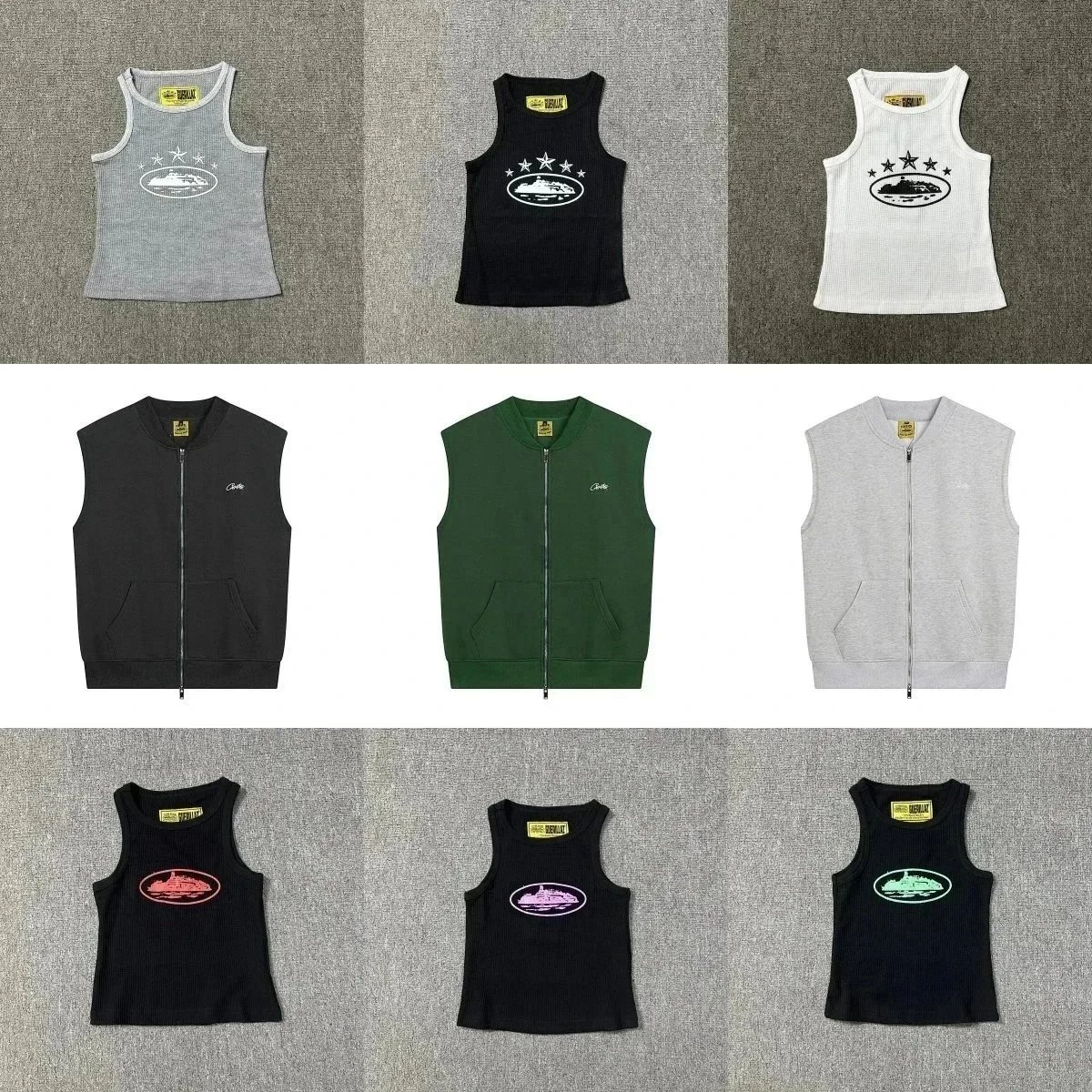 Gorilla Ribbed Tank Top with Star-Ship Logo - Black