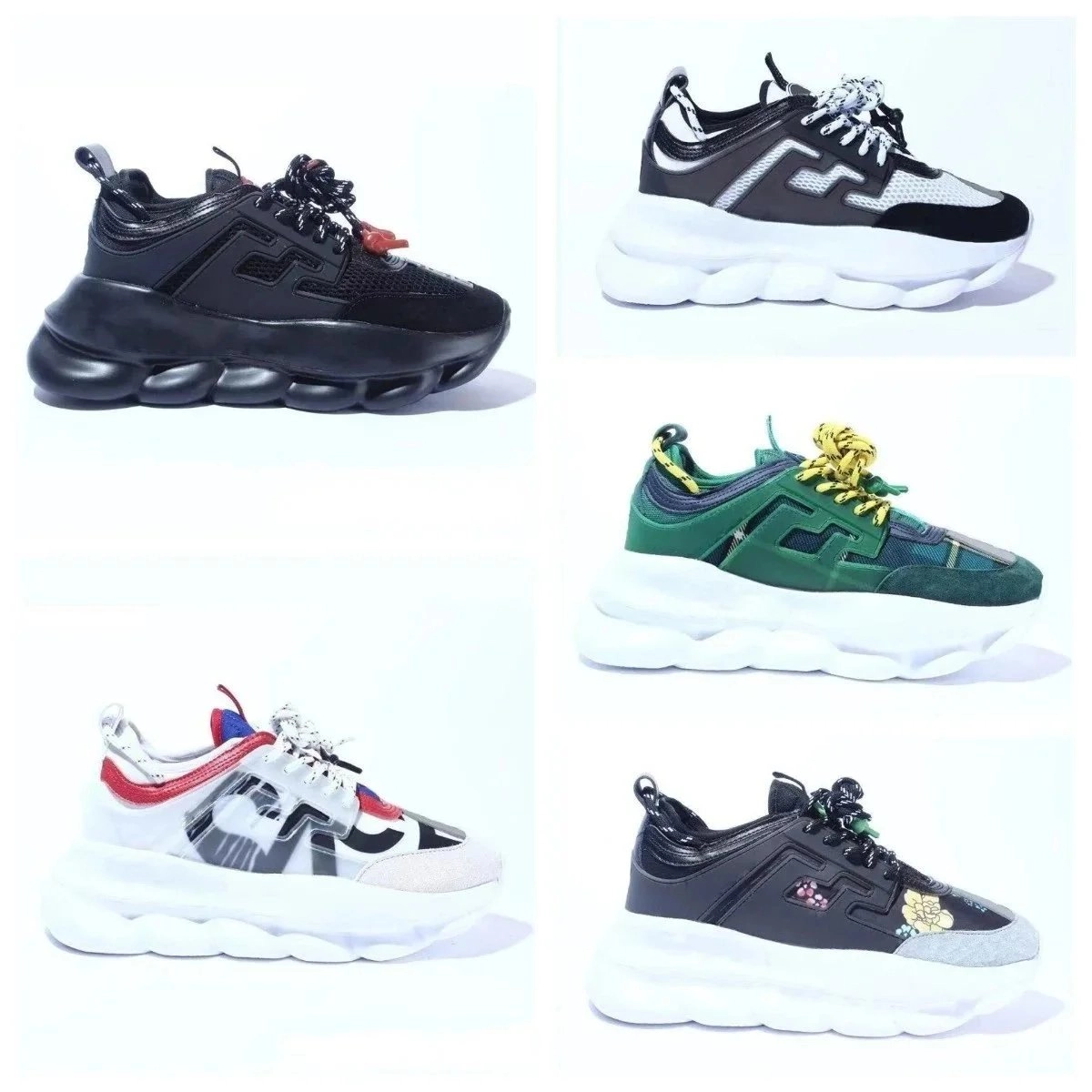 Versace Chain Reaction Sneaker Black Mesh with Red Accent