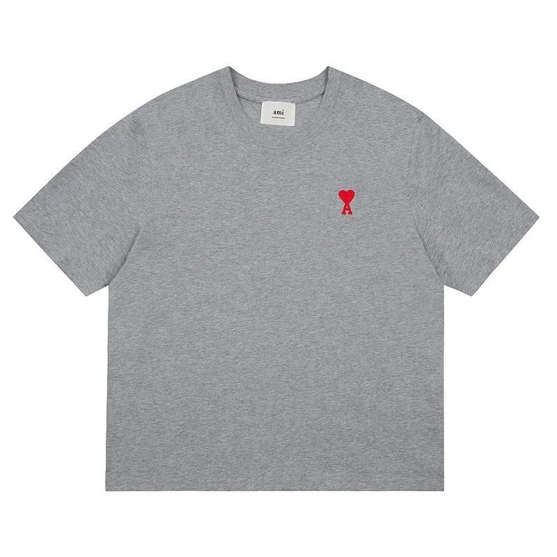 Ami Paris Heart Logo Oversized T-Shirt Grey