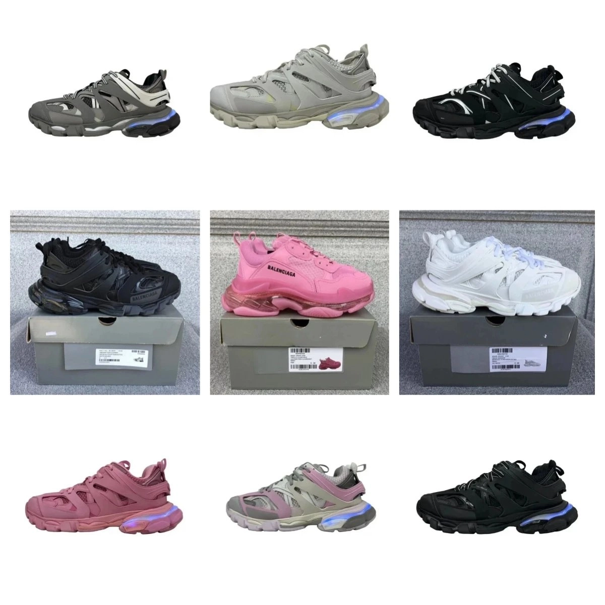Balenciaga Track 2 Sneakers Pink Mesh with Clear Sole
