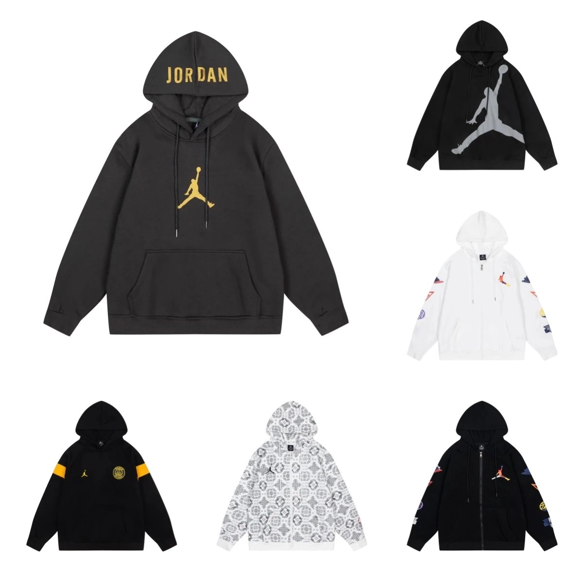 Jordan Jumpman Gold Hoodie Black with Embroidered Logo
