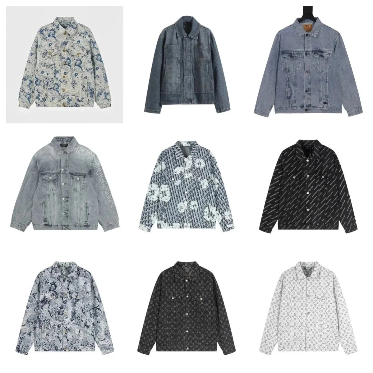 Balenciaga Denim Jacket with Logo Sleeve Print - Light Wash