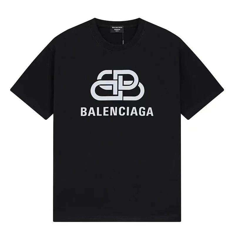 Balenciaga Black T-Shirt with Interlocked Logo Print