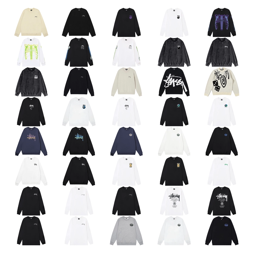 Stussy Classic Logo Long Sleeve Crewneck - Black