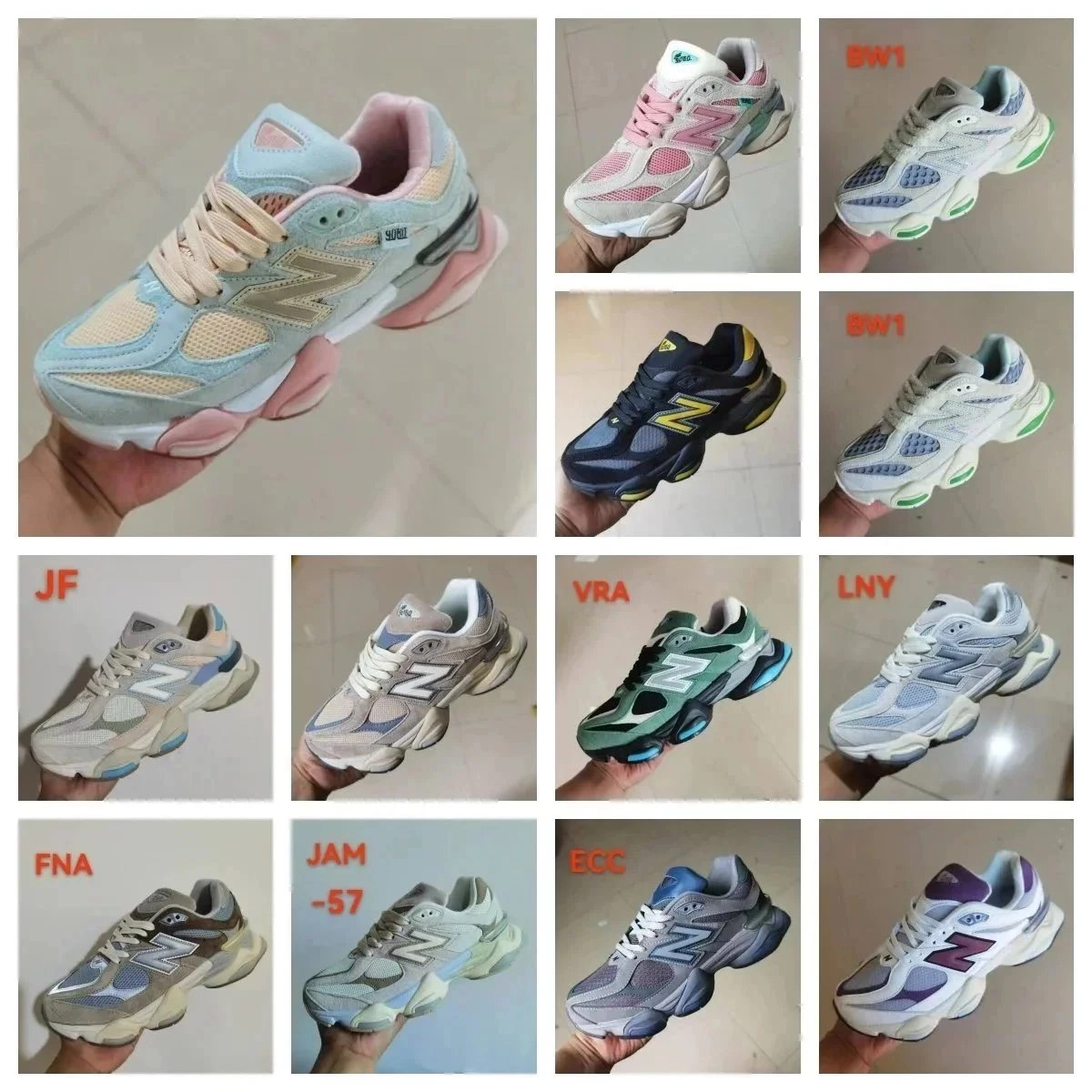 New Balance 9060 Pastel Mesh Chunky Sneaker - Light Blue Pink
