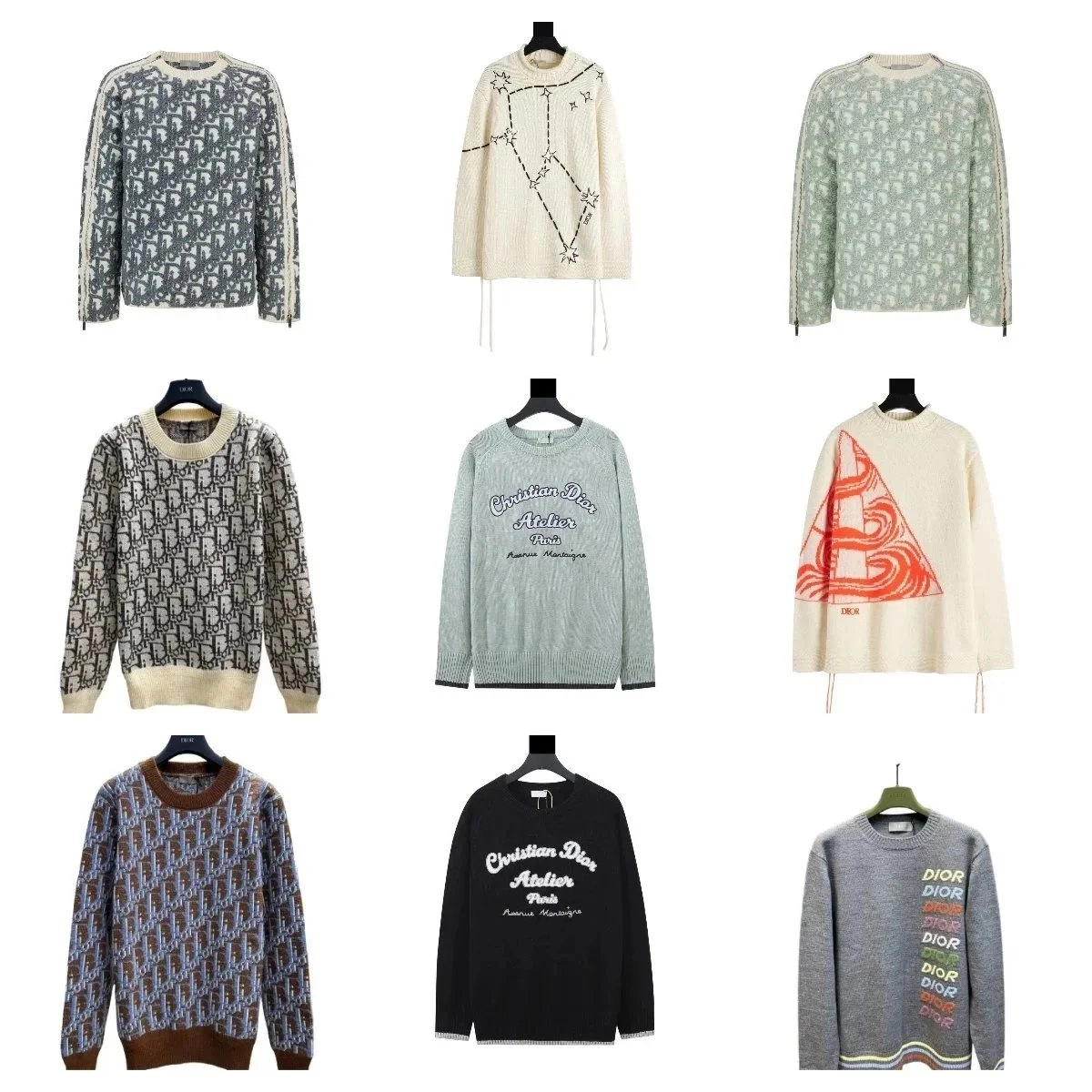 Dior Oblique Pattern Crewneck Sweater in Gray-Beige Monogram