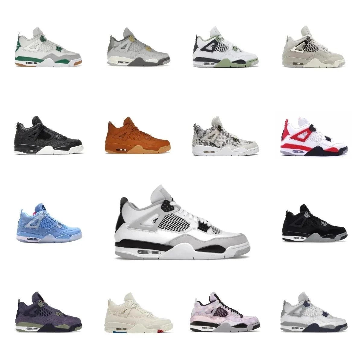 Nike Air Jordan 4 Retro White Cement Grey Black Mesh
