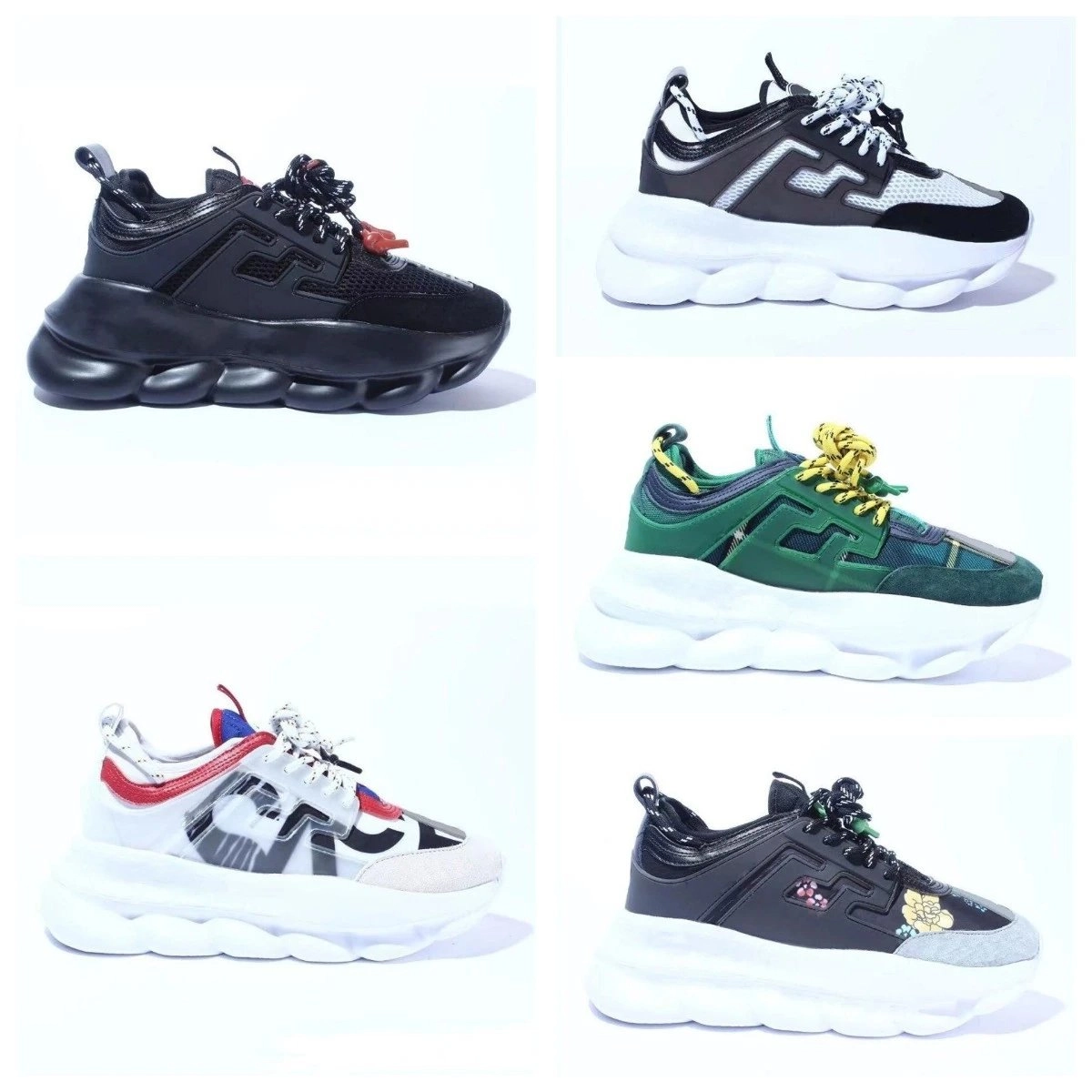 Versace Chain Reaction Sneaker Black Mesh with Red Accent