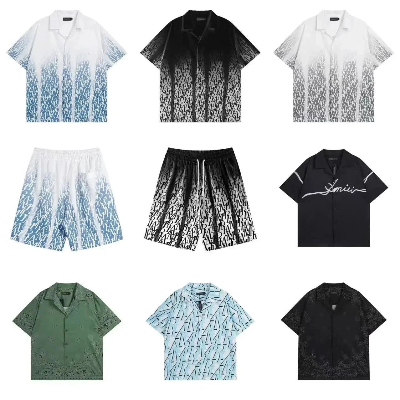Amiri Gradient Logo Print Short-Sleeve Shirt - Blue Fade