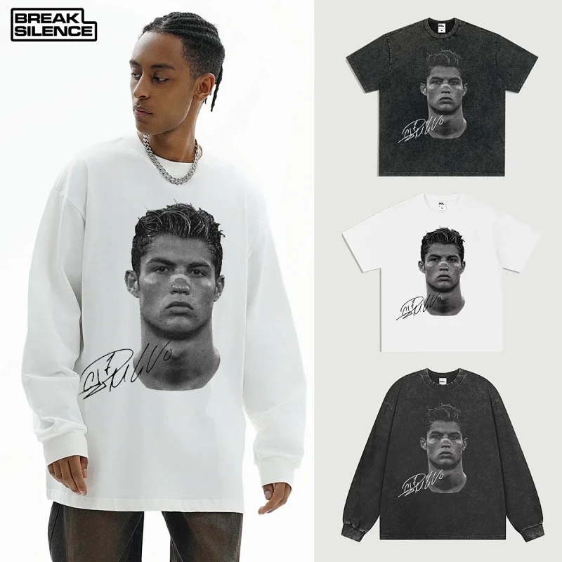 BREAK SILENCE Cristiano Ronaldo Portrait Oversized Long Sleeve T-Shirt