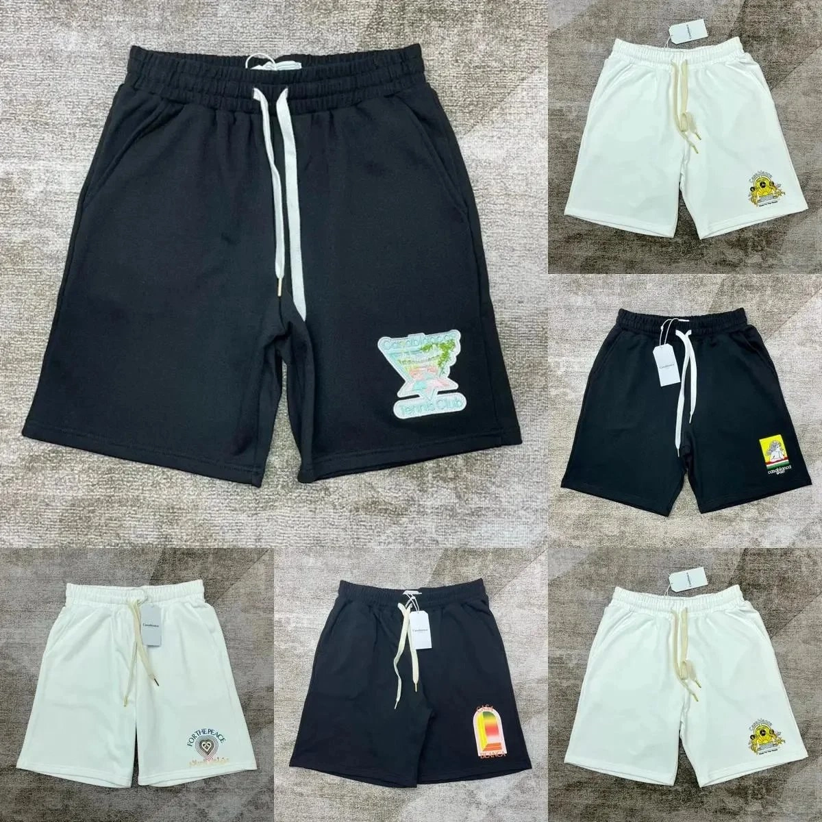 Candibana Tennis Club Embroidered Shorts - Black with Martini Patch