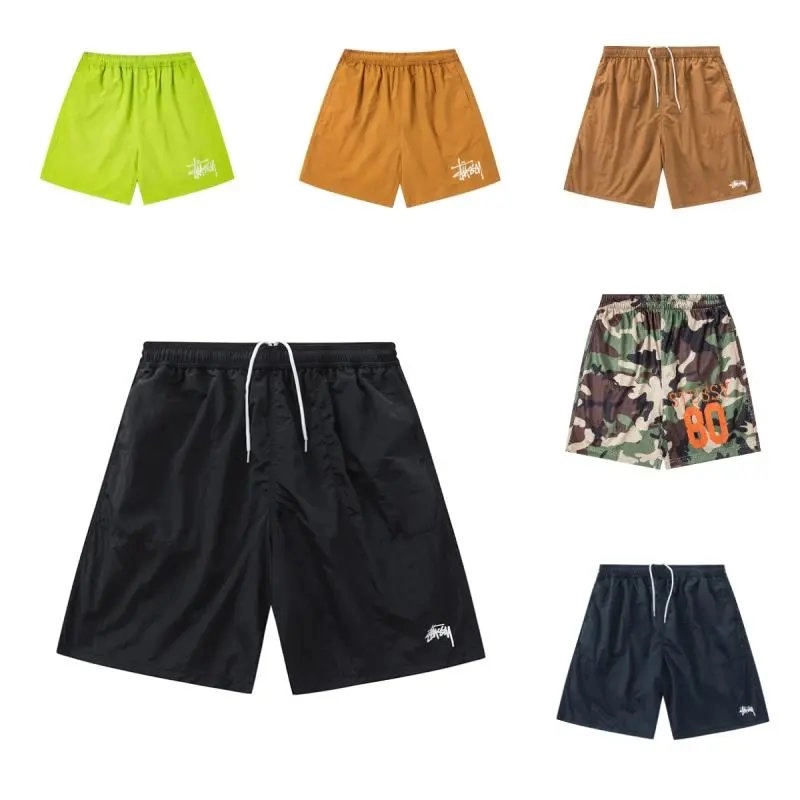 Stussy Stock Beach Shorts - Black Nylon with White Logo