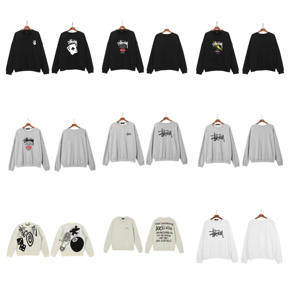 Stussy Classic Logo Crewneck Sweatshirt Black Graphic Print
