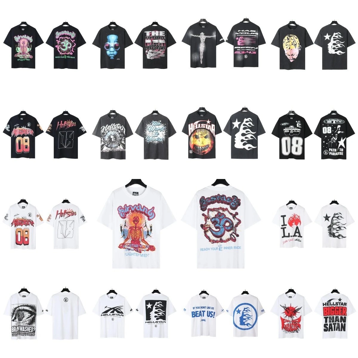 Hellstar Nirvana Skeleton Meditating Graphic Tee White