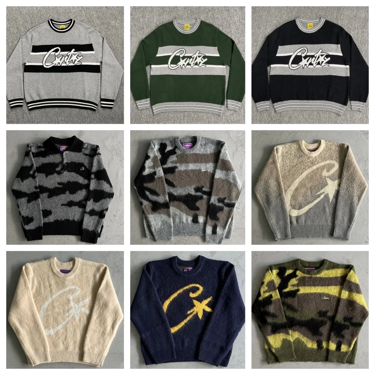 Curtz Logo Stripe Crewneck Sweater - Gray Black White
