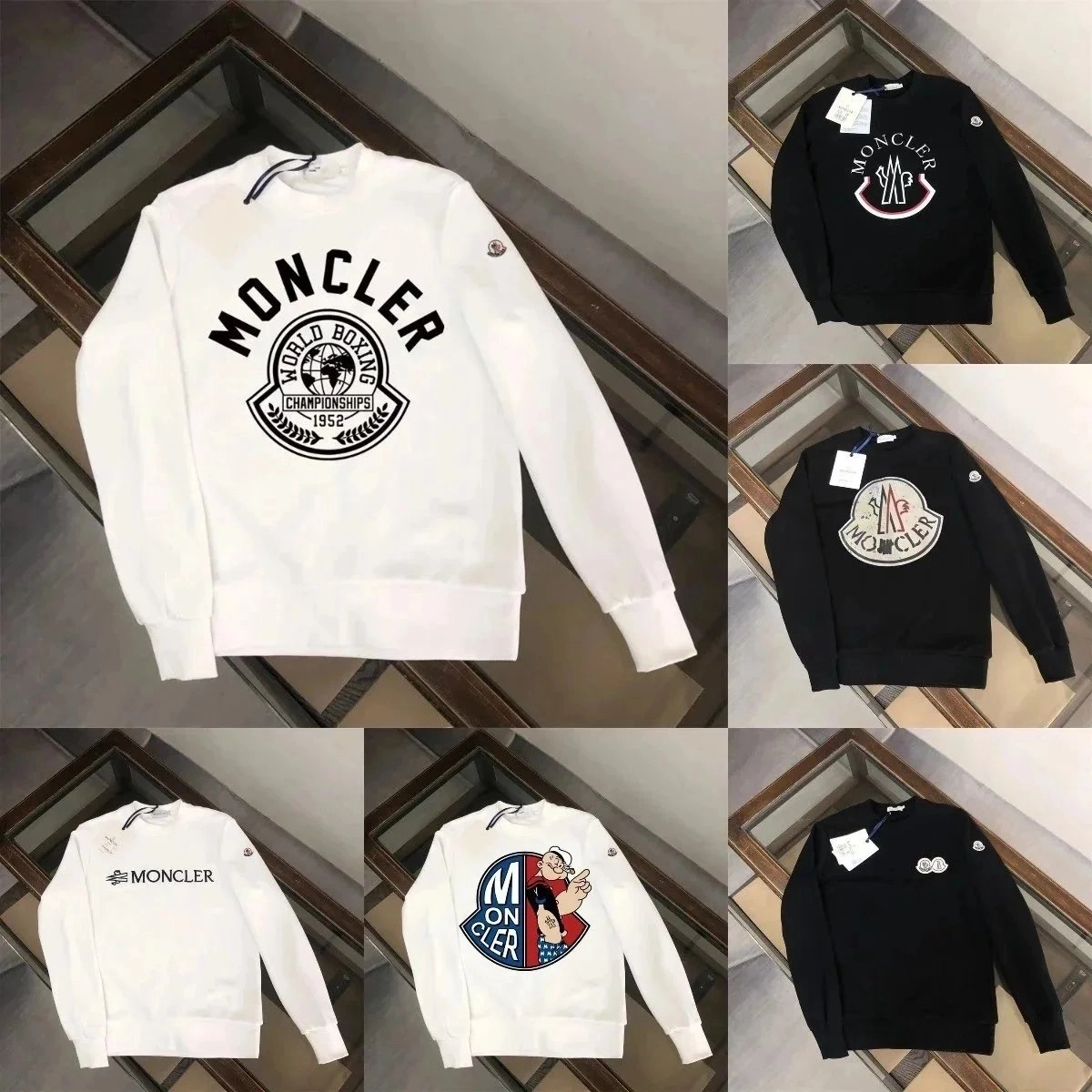 Moncler World Boxing Championships 1952 Logo Crewneck Sweater White