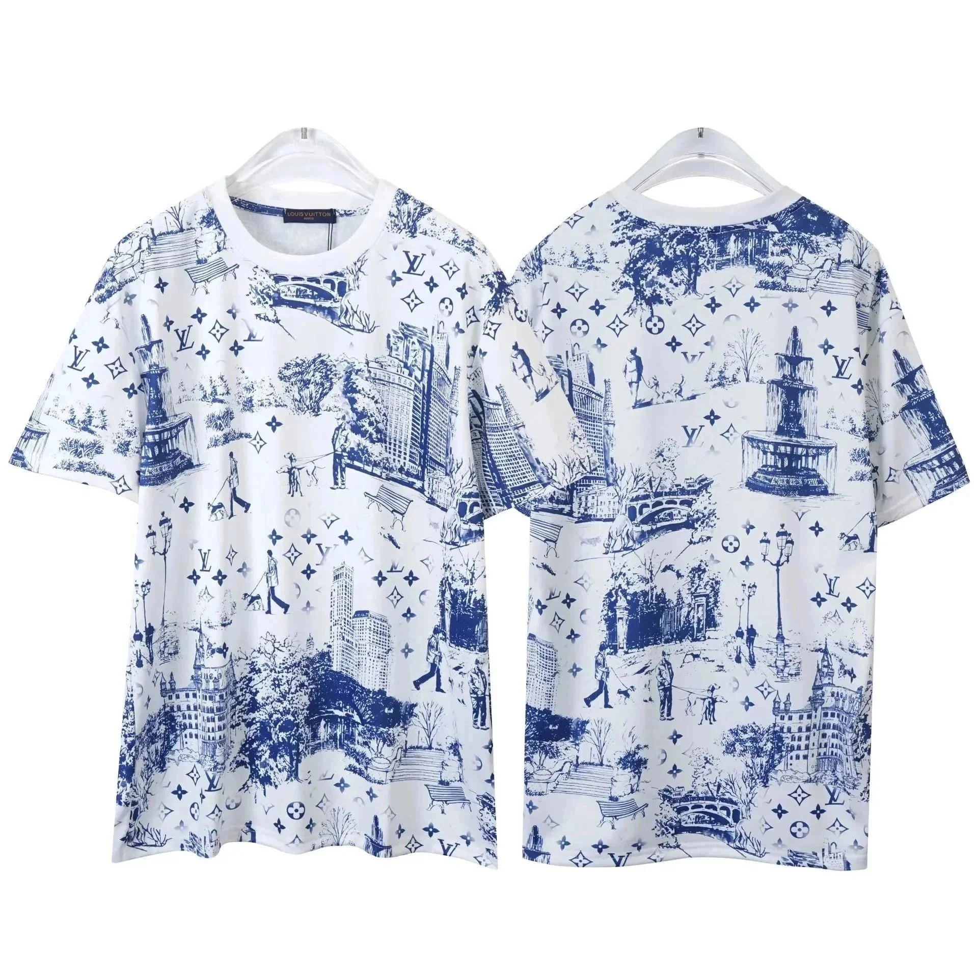 Louis Vuitton Toile de Jouy Print T-Shirt White Blue