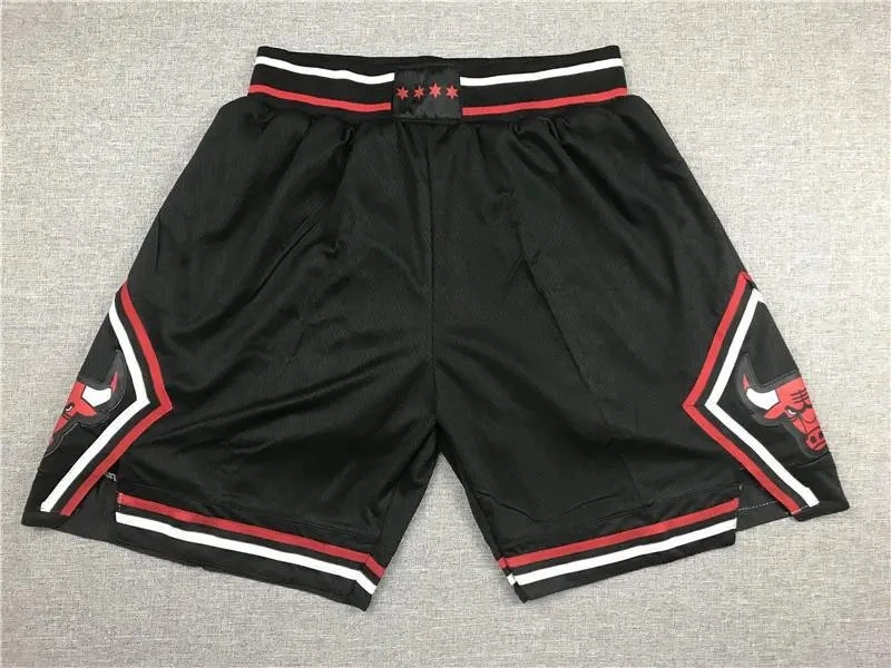 Chicago Bulls Black Mesh Basketball Shorts with Red-White Trim