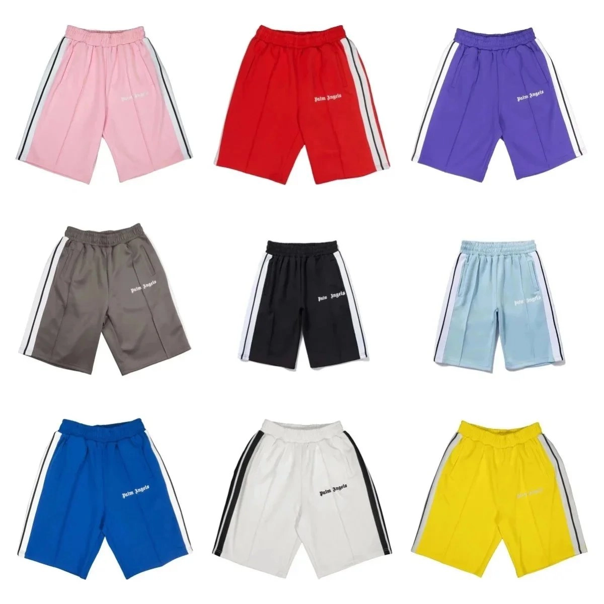 Palm Angels Track Shorts with Side Stripes and Logo Embroidery