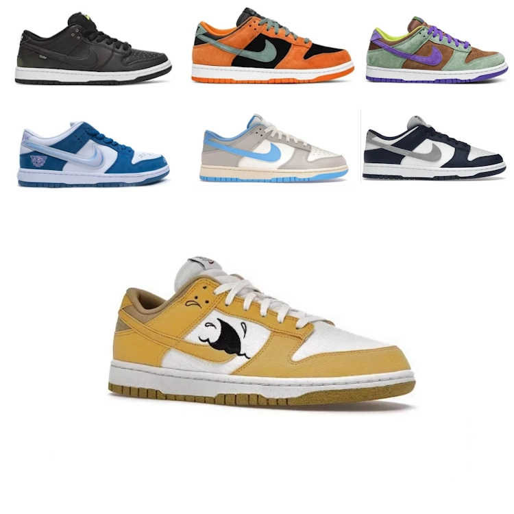 Nike Dunk Low x St&uuml;ssy Yellow White Whale Graphic Sneaker