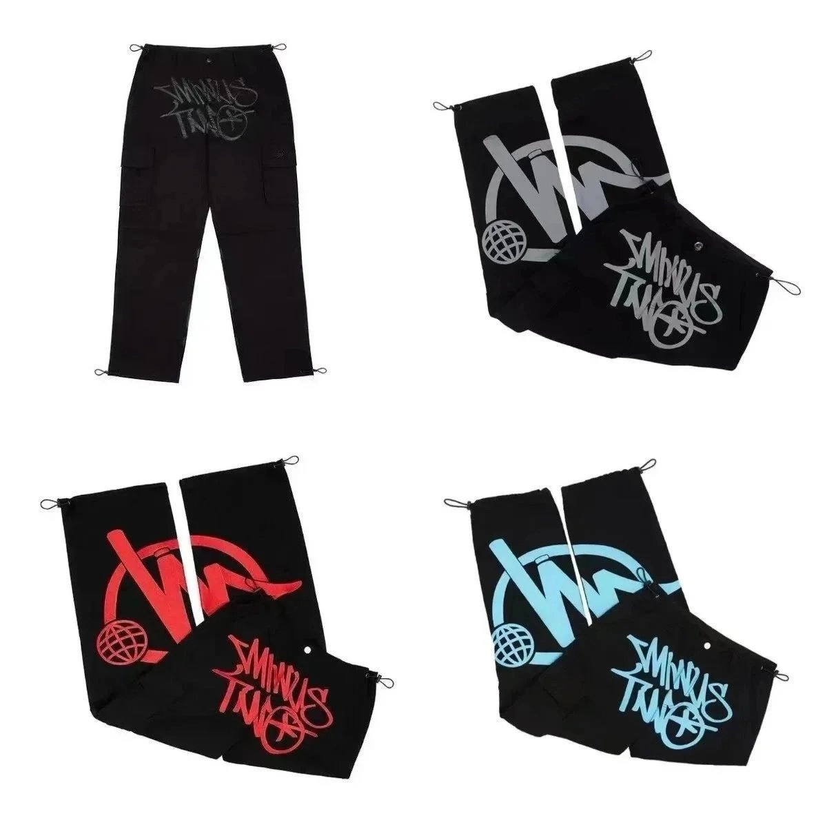 SMINDUS TRIO Graphic Cargo Pants with Drawstring Cuffs