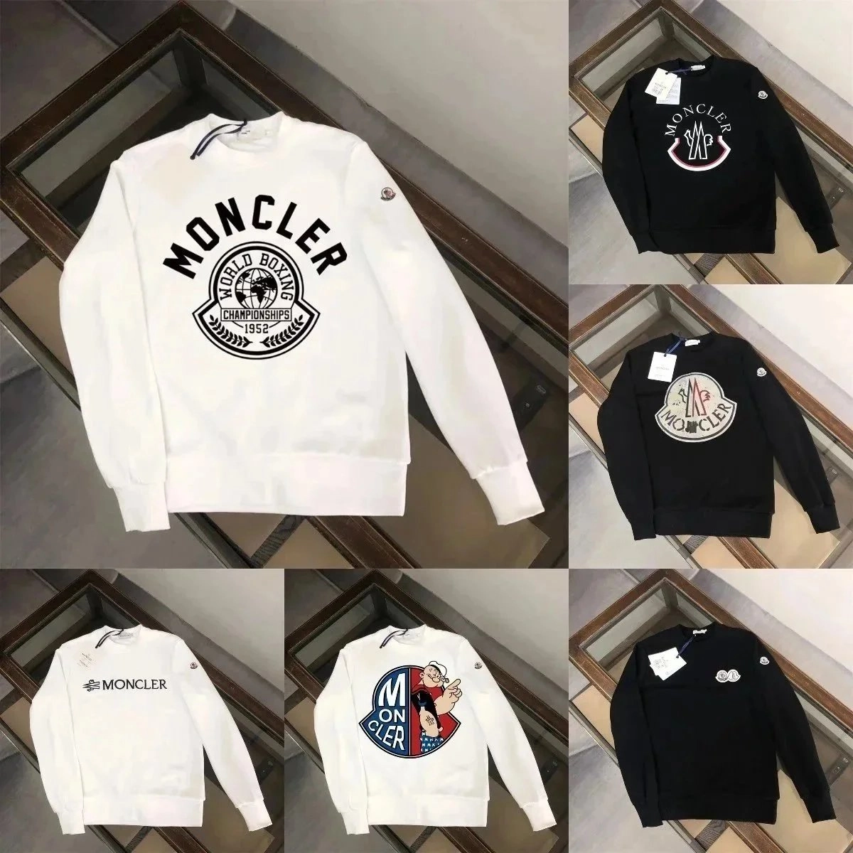 Moncler World Boxing Championships 1952 Logo Crewneck Sweater White