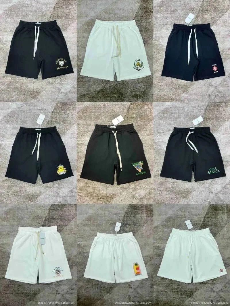 Casa Blanca Embroidered Logo Drawstring Shorts - Black