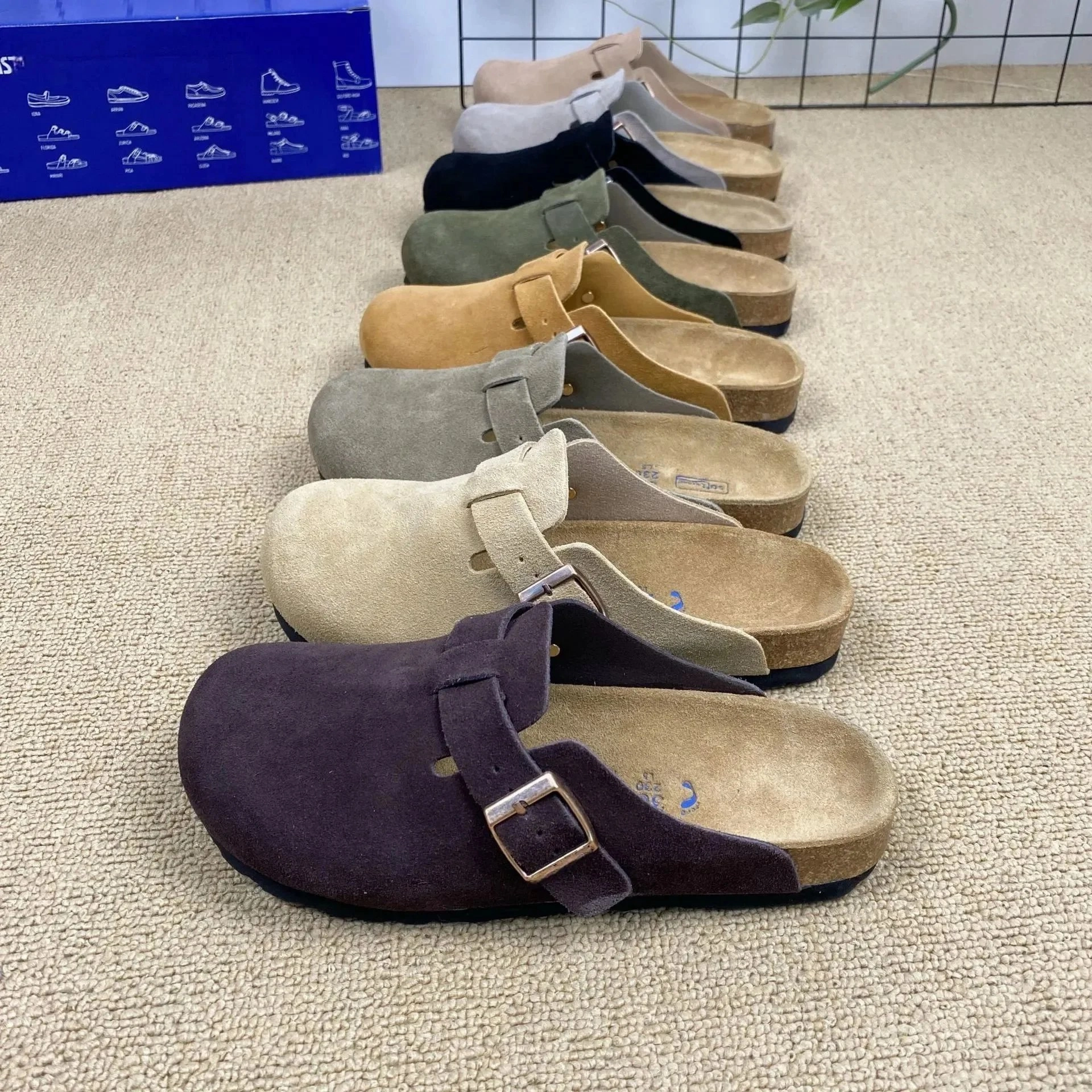 Birkenstock Boston Clog Suede Dark Plum Single Strap
