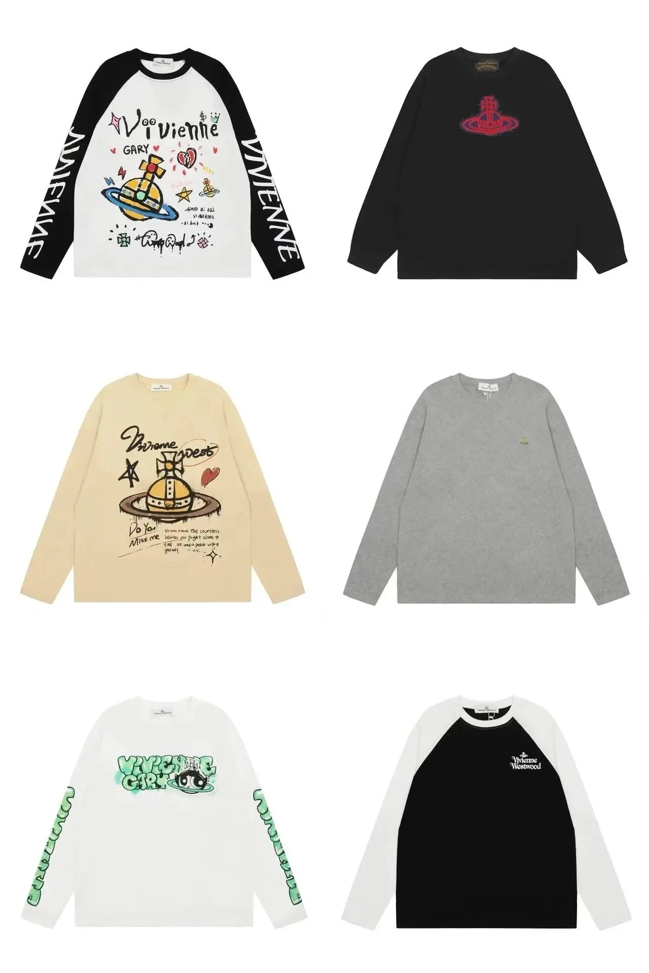 Vivienne Westwood Gary Graphic Raglan Long Sleeve Tee White/Black