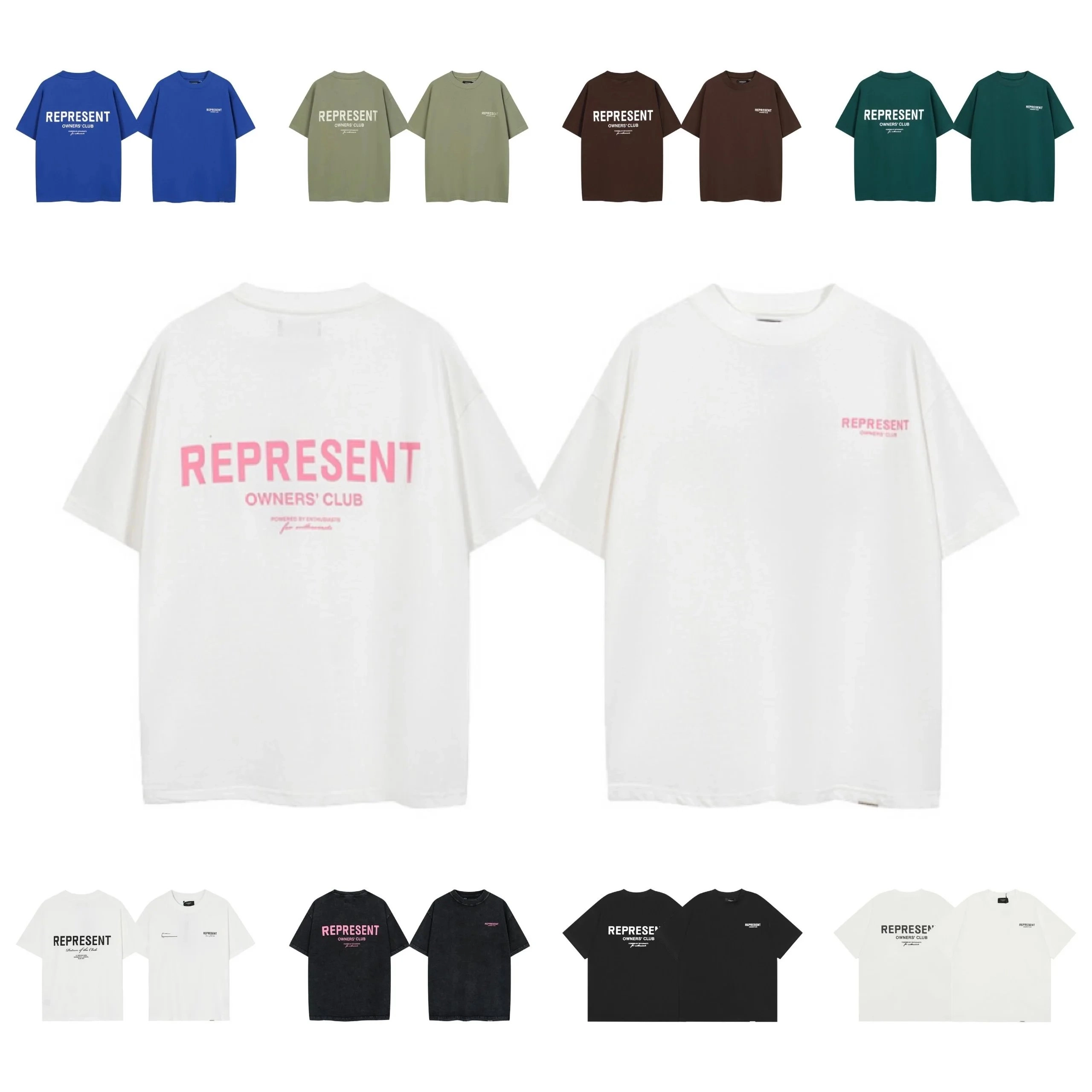 REPRESENT Owners' Club Oversized T-Shirt - White Pink Print