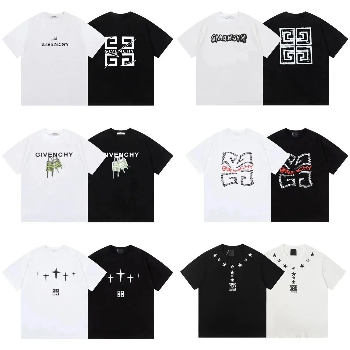 Givenchy 4G Logo Graphic T-Shirt Black White Contrast Print
