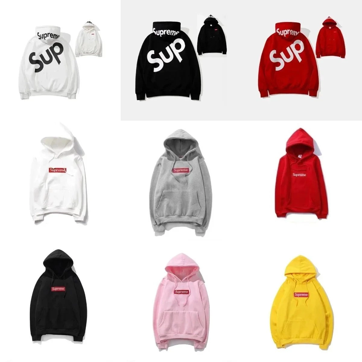 Supreme Box Logo Hoodie White Black Red Gray Pink Yellow