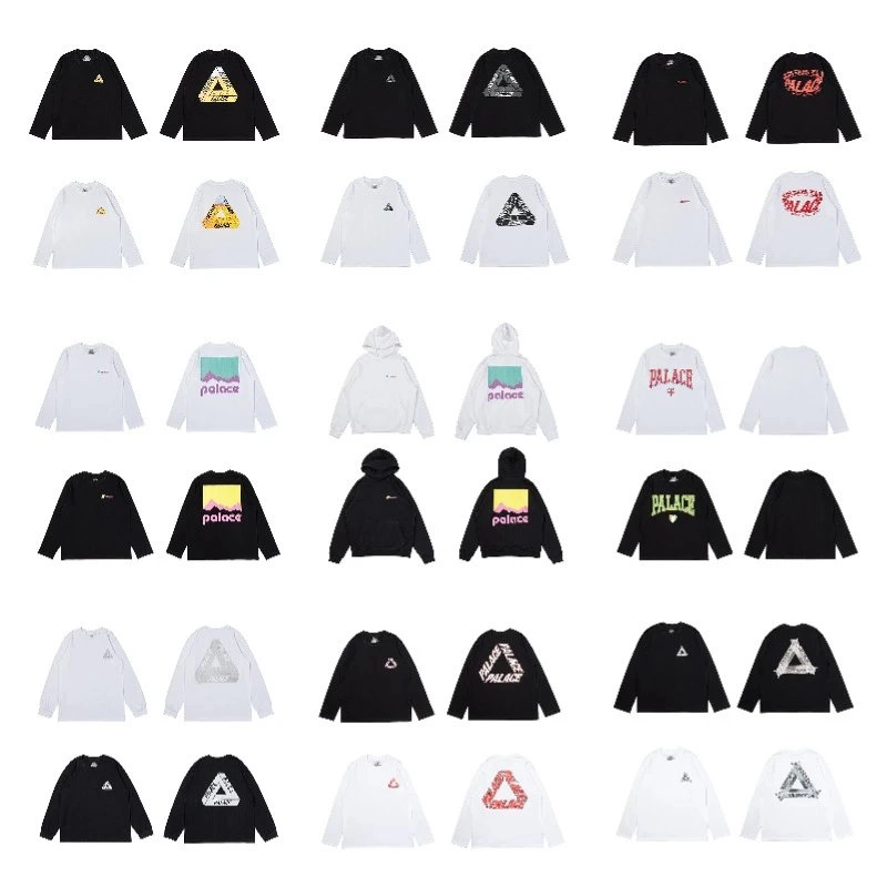Palace Tri-Force Logo Long Sleeve Tee Black Sequin Print