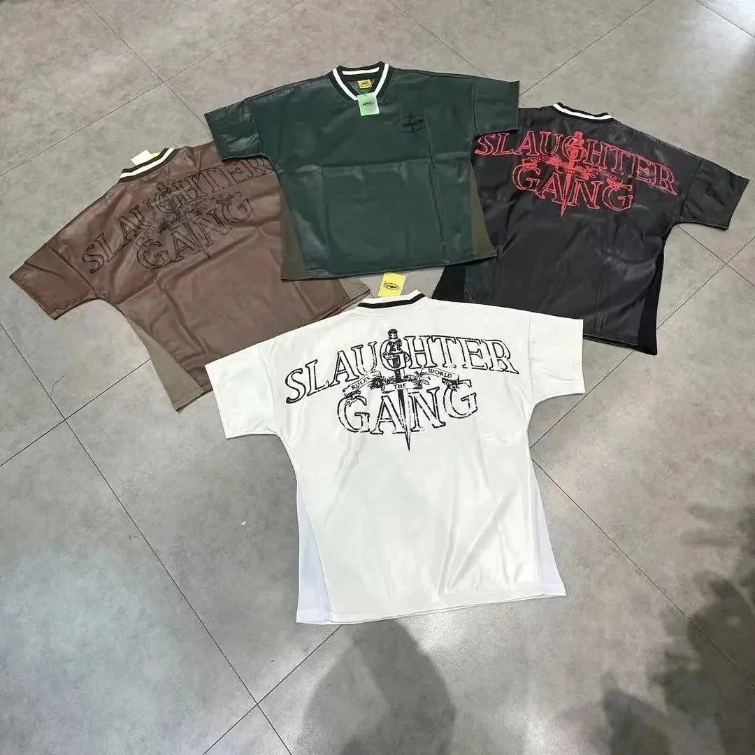 Slaughter Gang Sword Logo V-Neck T-Shirt - White