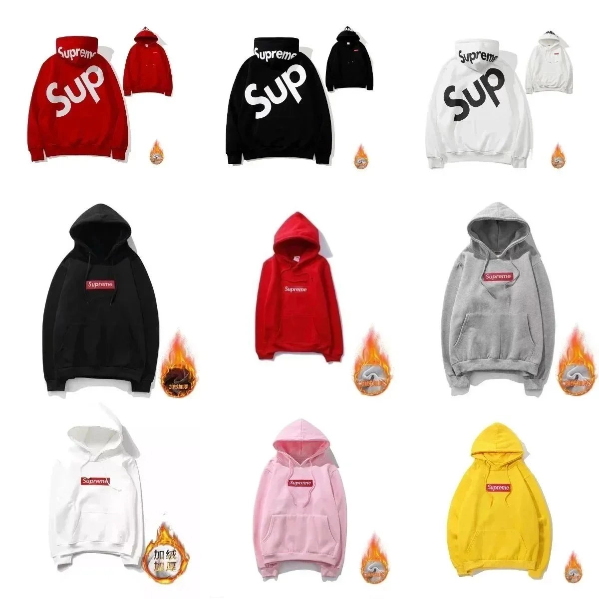 Supreme Box Logo Hoodie Red Black White Gray Pink Yellow