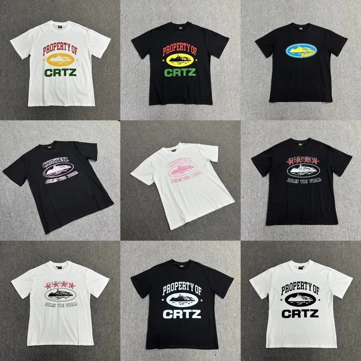 CRTZ Property of CRTZ Graphic T-Shirt - White with Yellow Boat Logo