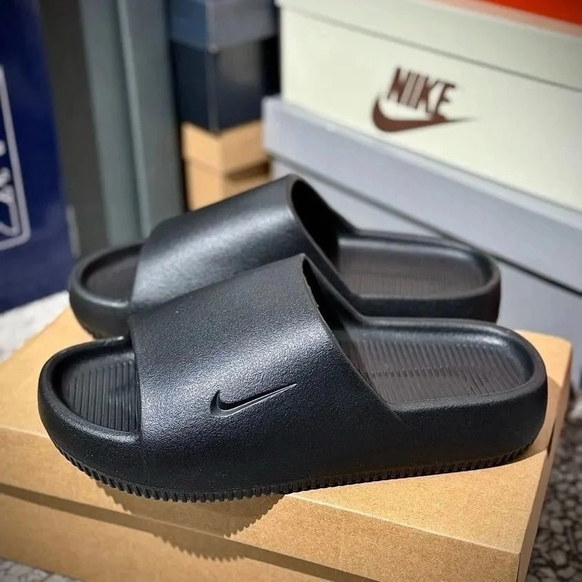 Nike Benassi Slide Black Rubber Sandal with Swoosh Logo