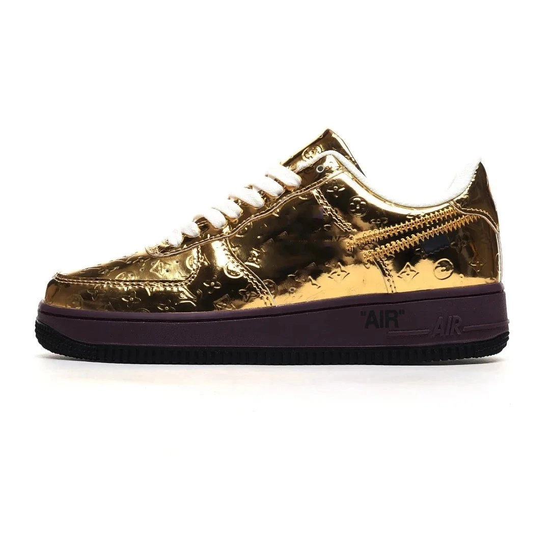 Louis Vuitton x Nike Air Force 1 Gold Monogram Metallic