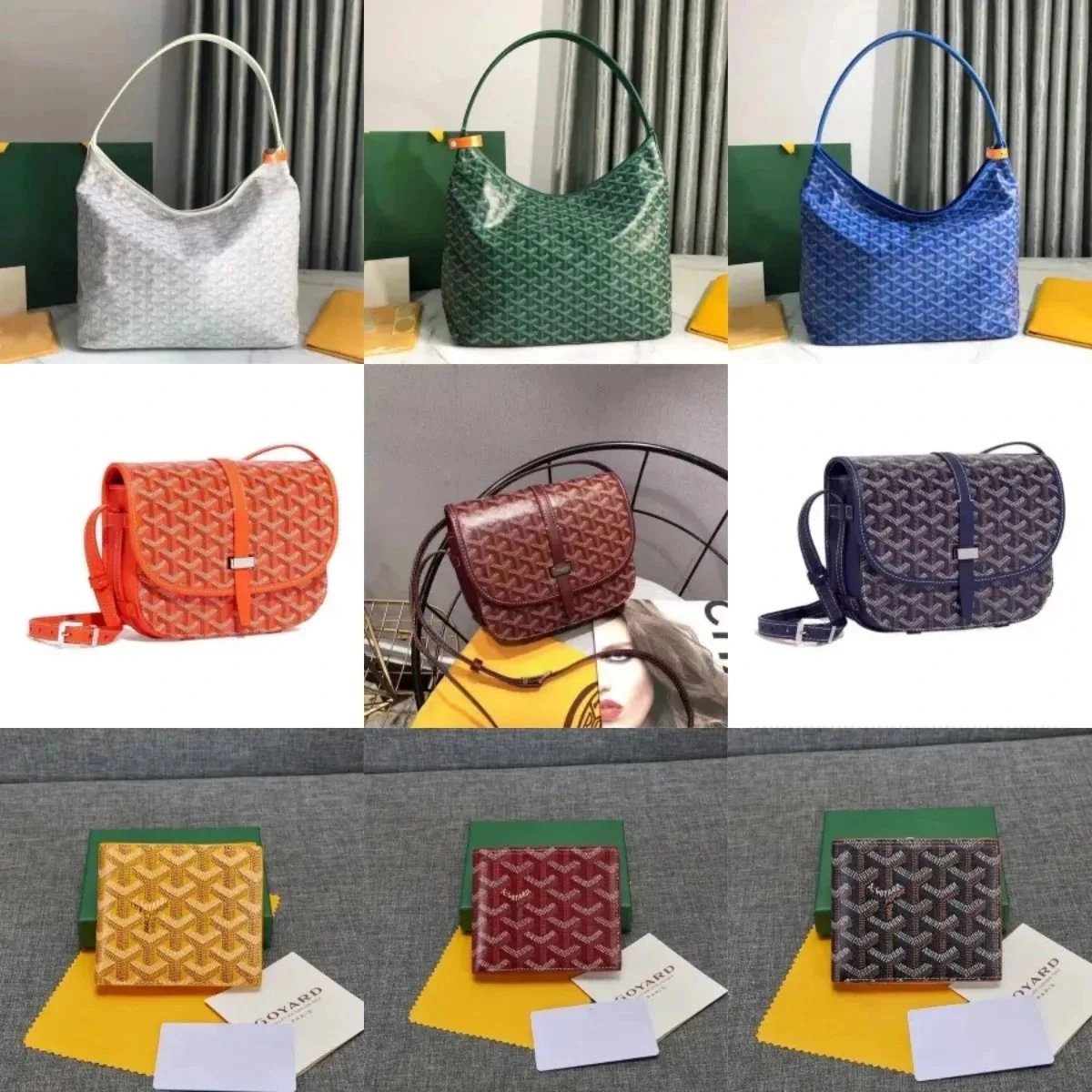 Goyard Saint Louis Hobo Bag in White Chevron Canvas with Leather Trim