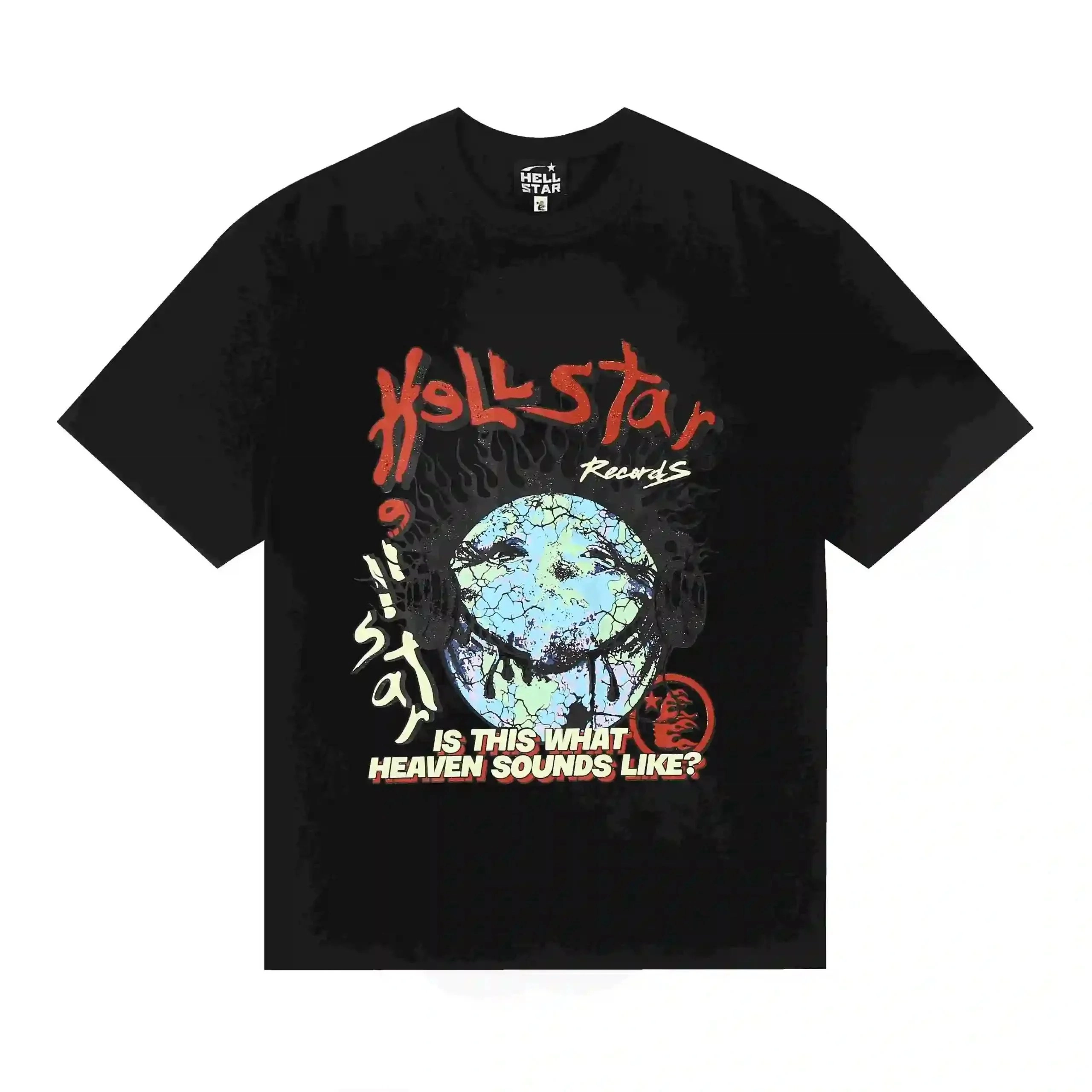 Hell Star Records Graphic Tee - Black Cracked Earth Design