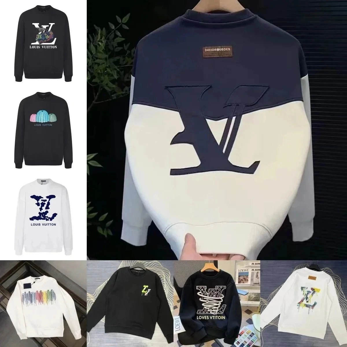 Louis Vuitton LV Monogram Patchwork Crewneck Sweater Navy-White