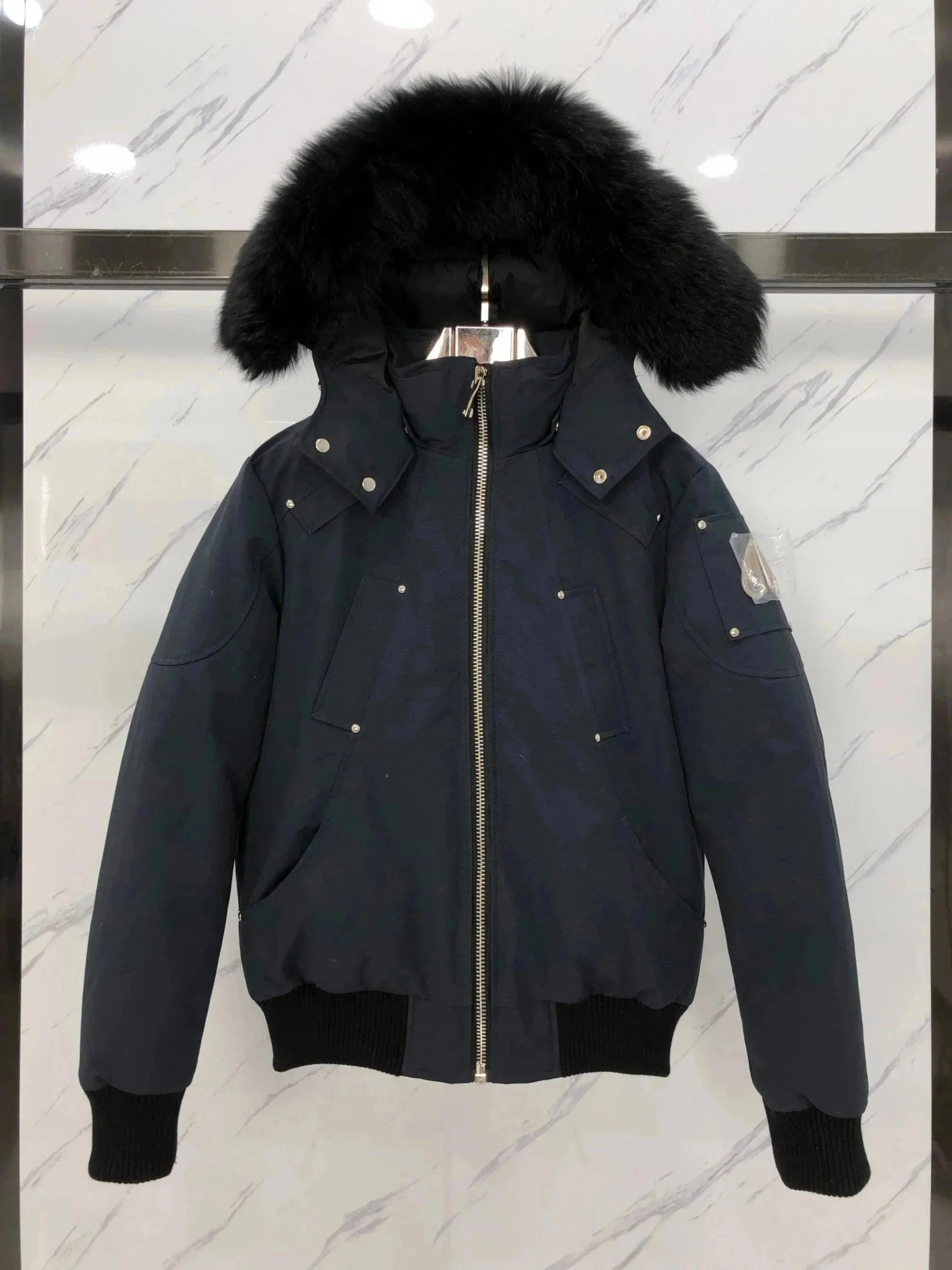 Moncler Genius 1952 Navy Blue Parka with Removable Fur Hood
