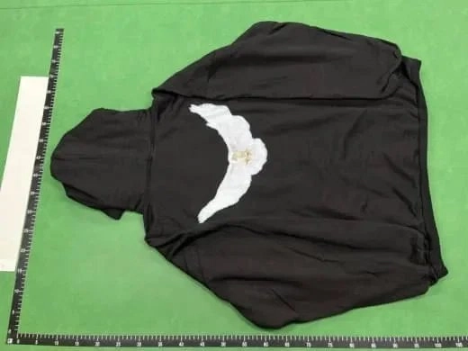 Black Hoodie with White Wing Embroidery Design
