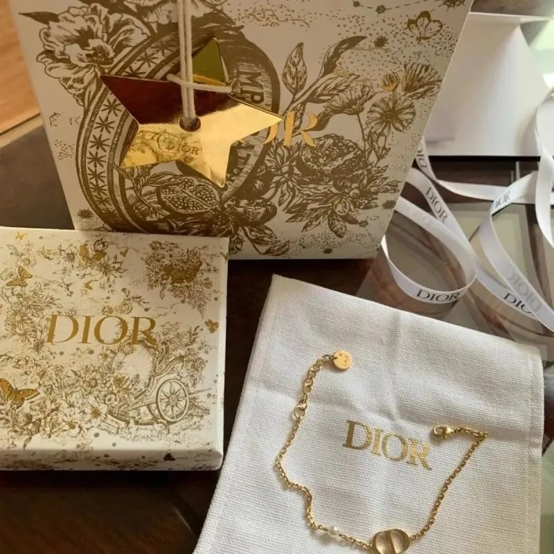 Dior Rose Des Vents Gold-Tone Bracelet with Pearl Accent