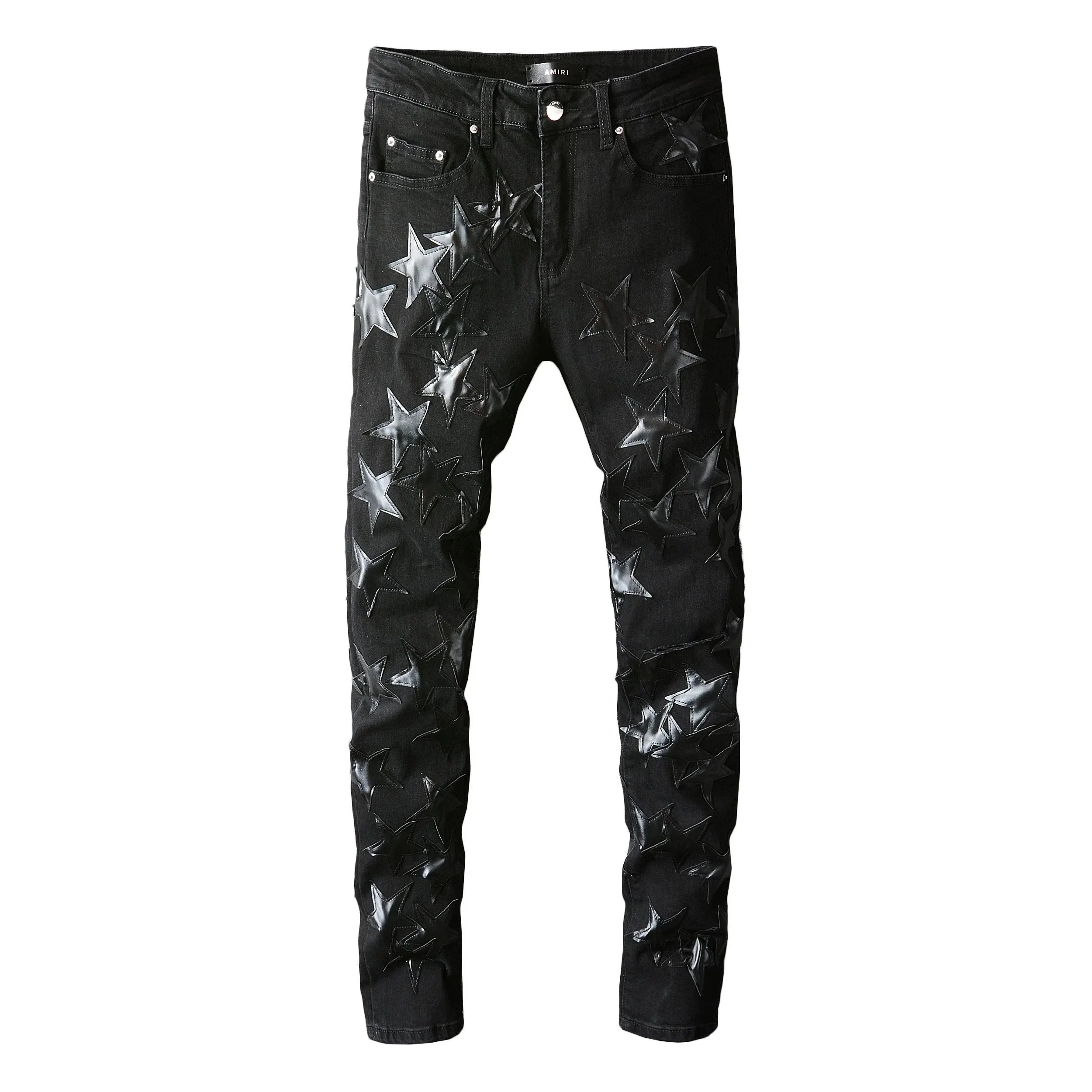 AMIRI Black Star-Embossed Skinny Jeans with Glossy Five-Point Stars