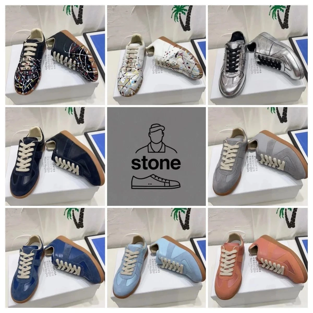 Stone Deconstructed Sneaker with Paint Splatter Design