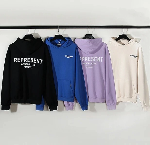 REPRESENT Owners' Club Hoodie - Black Bold Logo Print